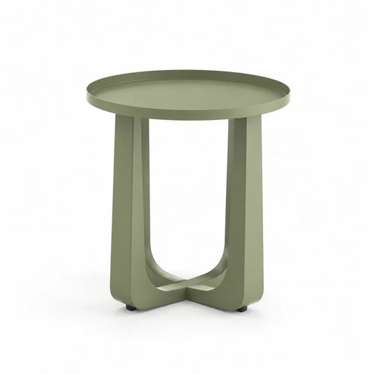 Table d’appoint ronde en métal vert sauge structure acier thermolaqué 45 cm x 45 cm x 50 cm plateau circulaire